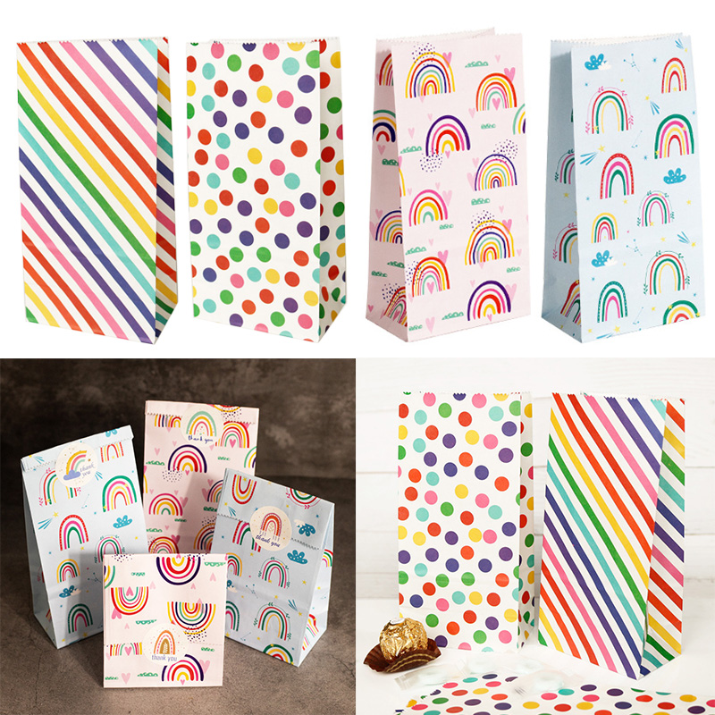 Wedding Supply.Box - Sacos de papel pequenos arco-íris impresso