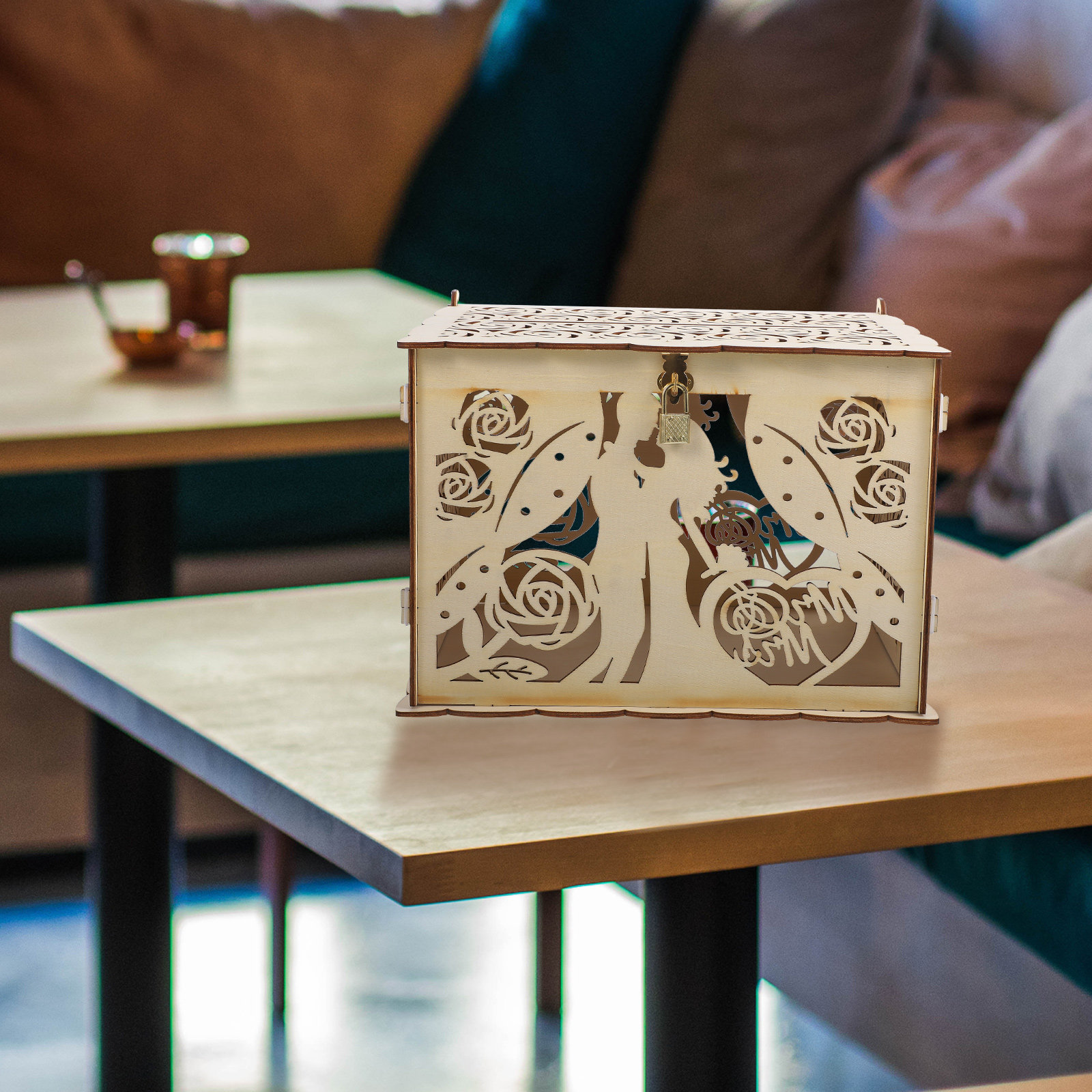 Caixa de Madeira Rústica Vazad - Wedding Card Box avaliação e preço